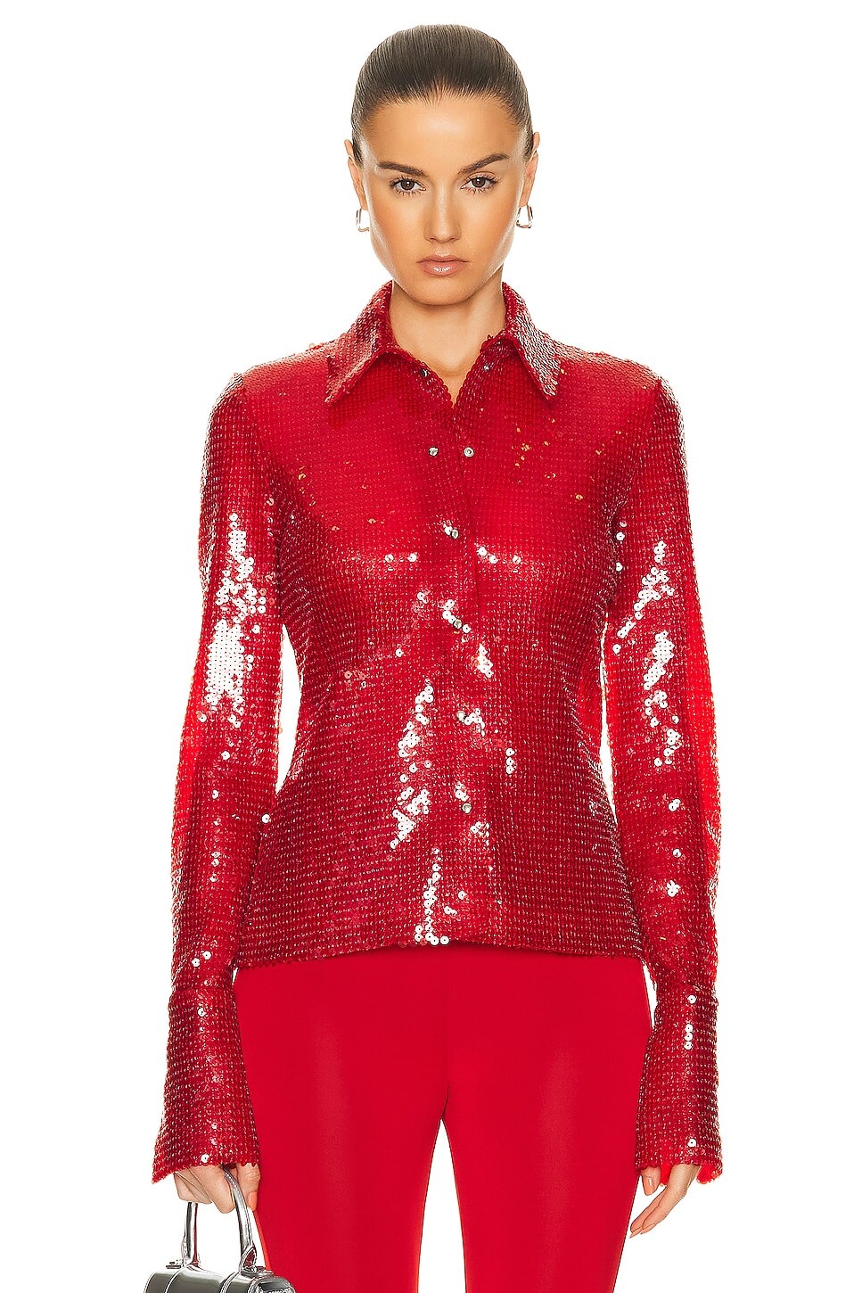 

Рубашка David Koma Sequin, красный
