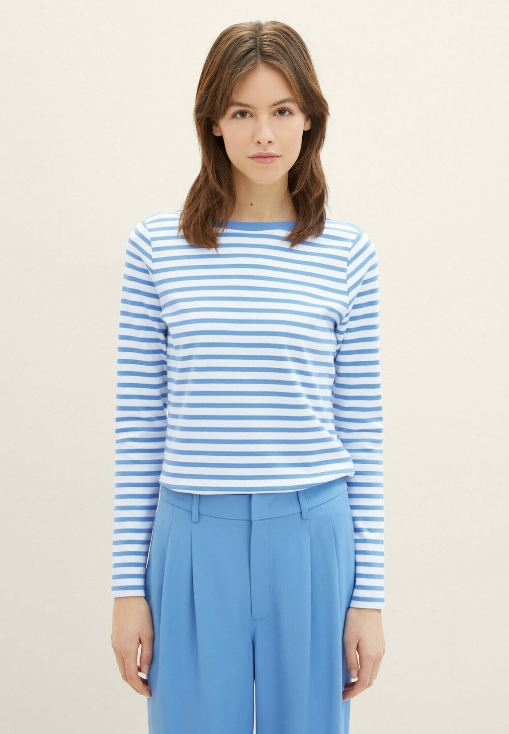 Рубашка с длинным рукавом TOM TAILOR DENIM, цвет blue white stripe толстовка tom tailor denim цвет rose white structure stripe