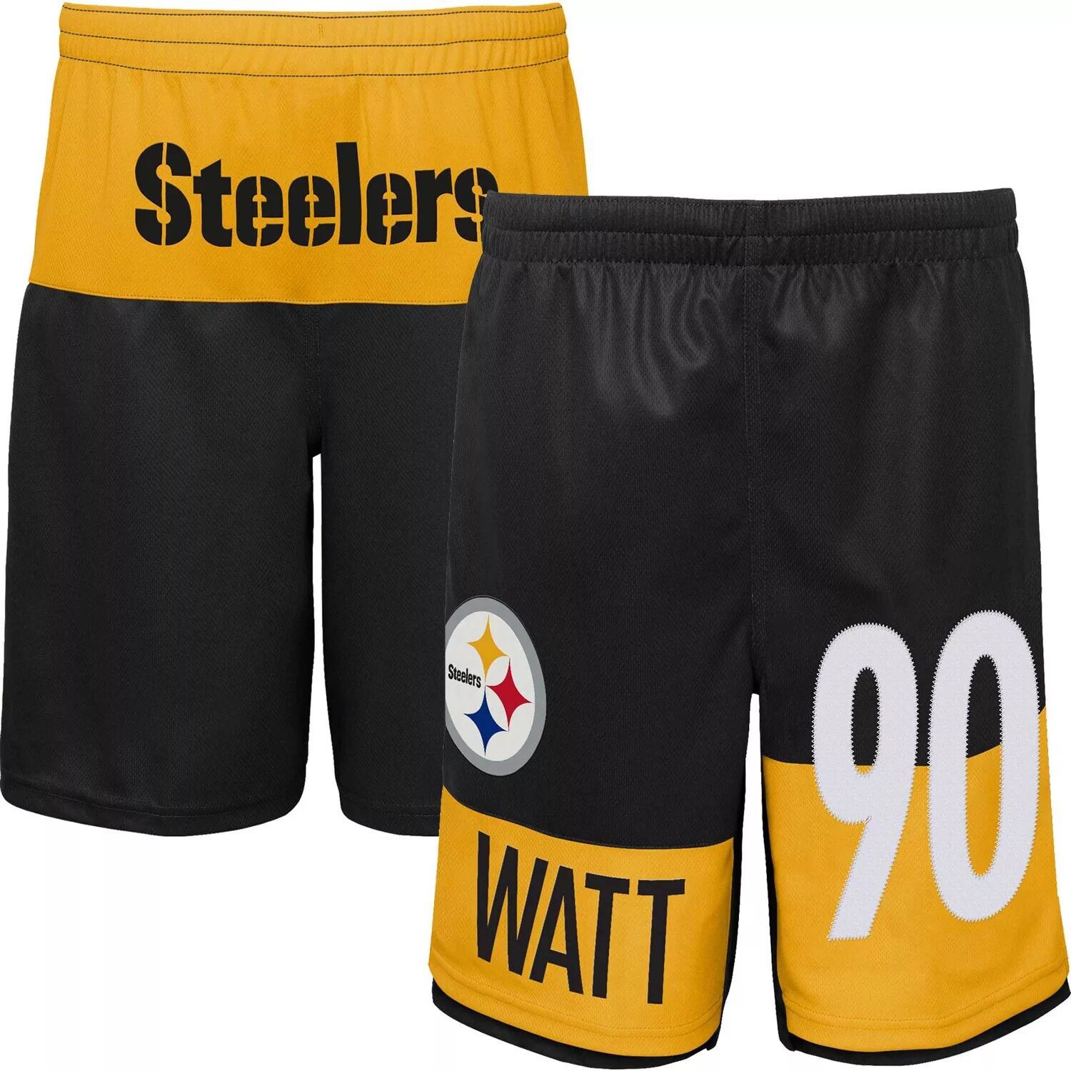 

Молодежный Т.Дж. Шорты с именем и номером игрока Watt Black Pittsburgh Steelers Outerstuff
