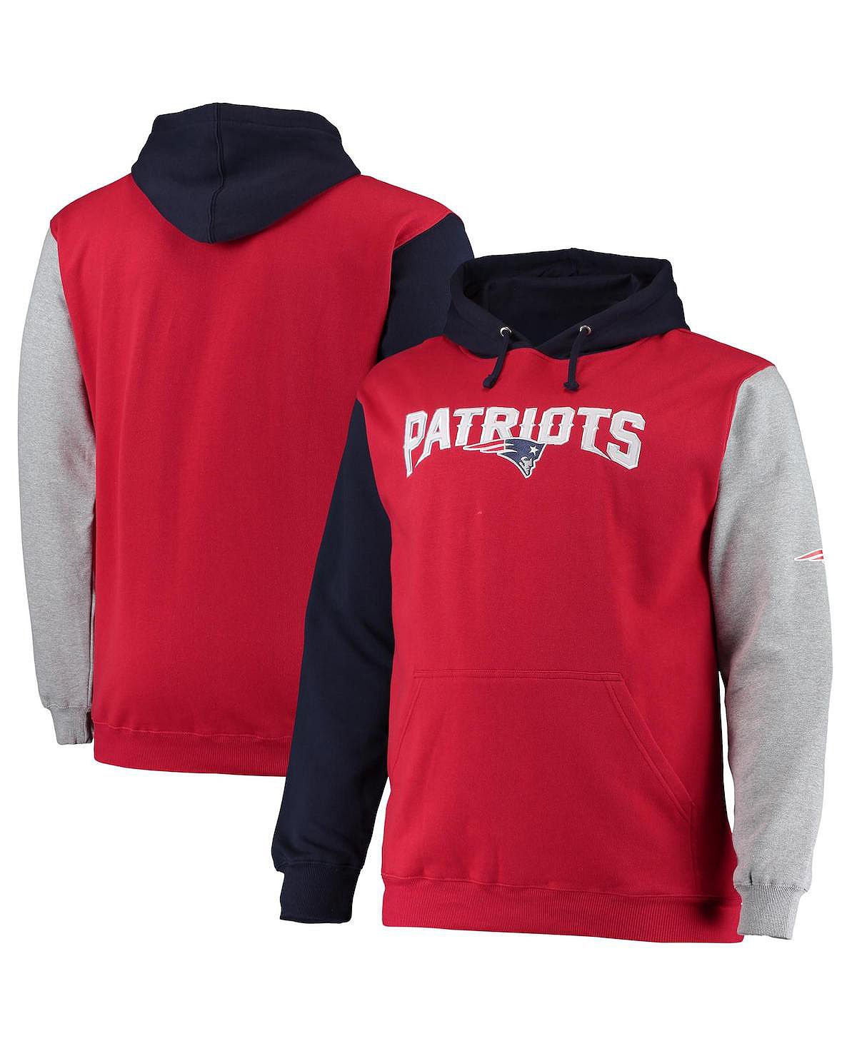 цена Мужской темно-синий красный пуловер с капюшоном New England Patriots Big and Tall Profile