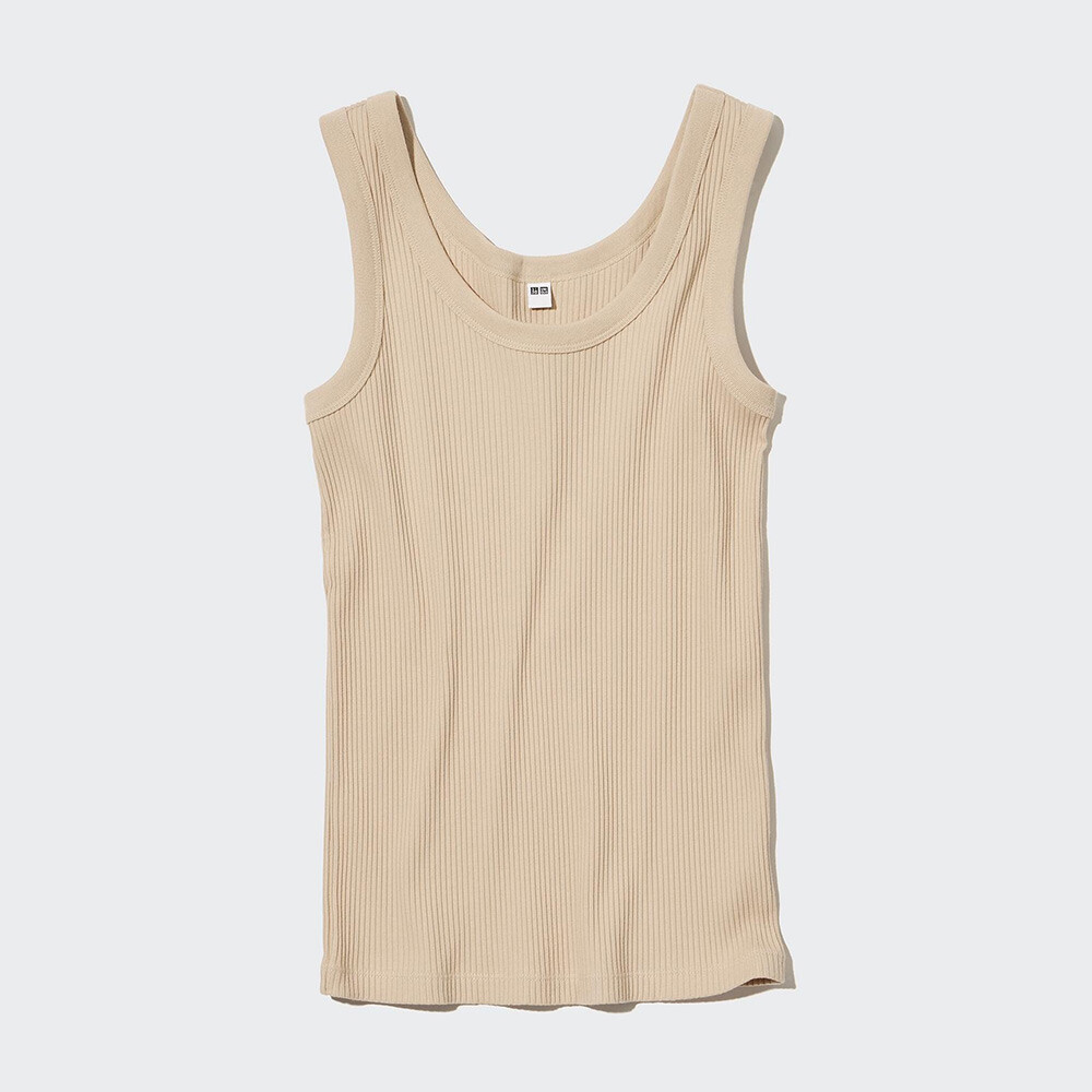 

Жилет Uniqlo Variety T хлопковый с круглым вырезом, бежевый