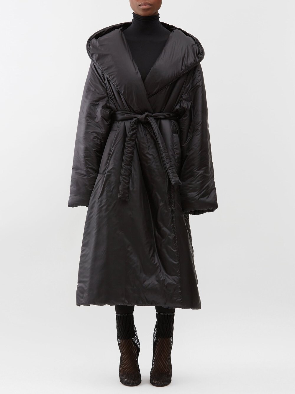 

Дорожное пальто с капюшоном и утепленным нейлоном ALAÏA, черный