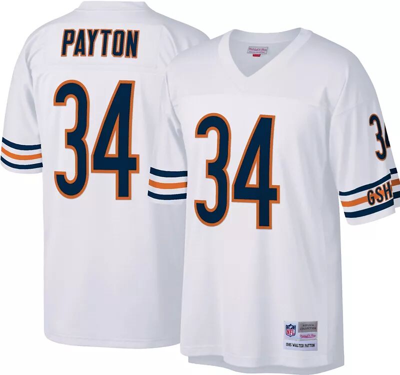 

Мужская футболка Mitchell & Ness Chicago Bears Walter Payton № 34, белая, 1985 г.