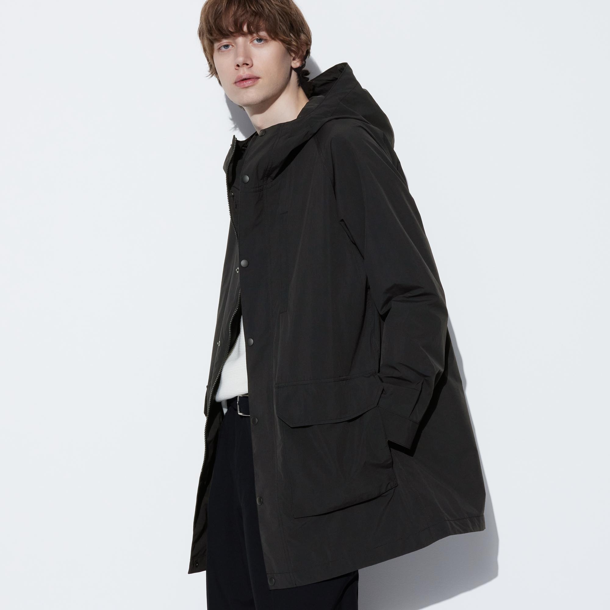 Пальто UNIQLO с капюшоном, черный пальто с капюшоном uniqlo blocktech черный