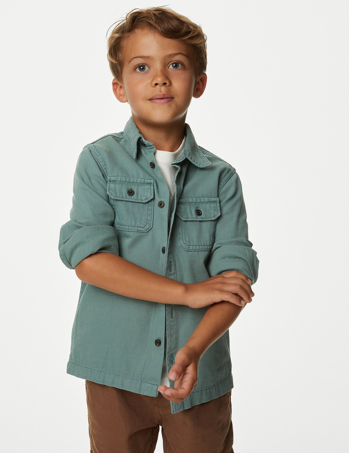 

Комплект из 2 рубашек и футболок из чистого хлопка (2–8 лет) Marks & Spencer, зеленый