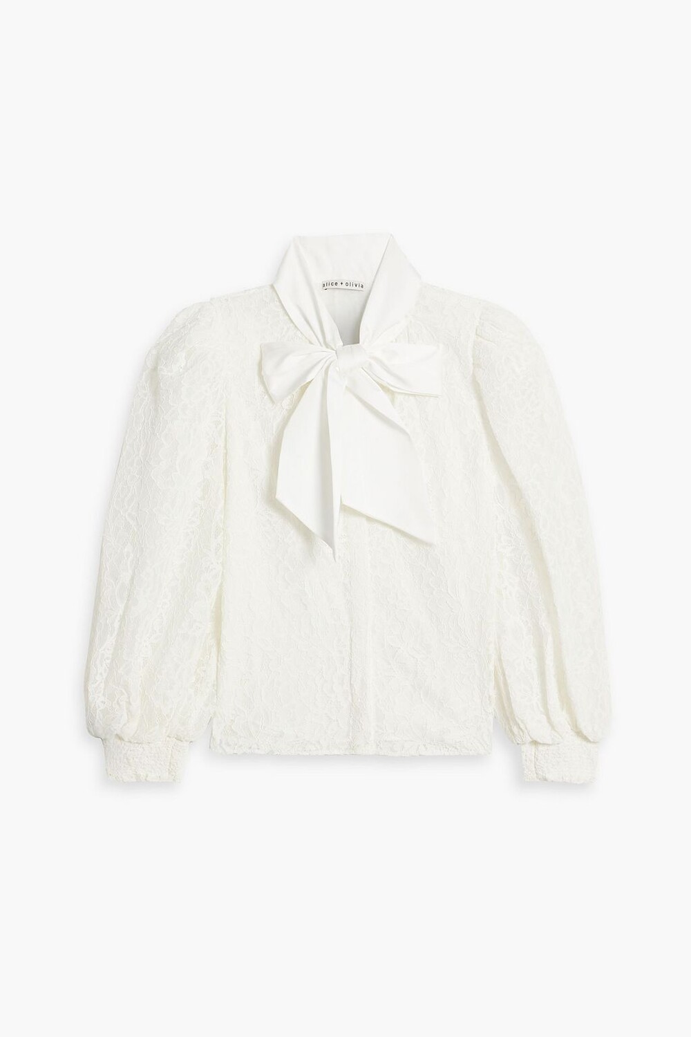 

Блузка Brentley с атласными вставками и кружевом на шнурке ALICE + OLIVIA, белый
