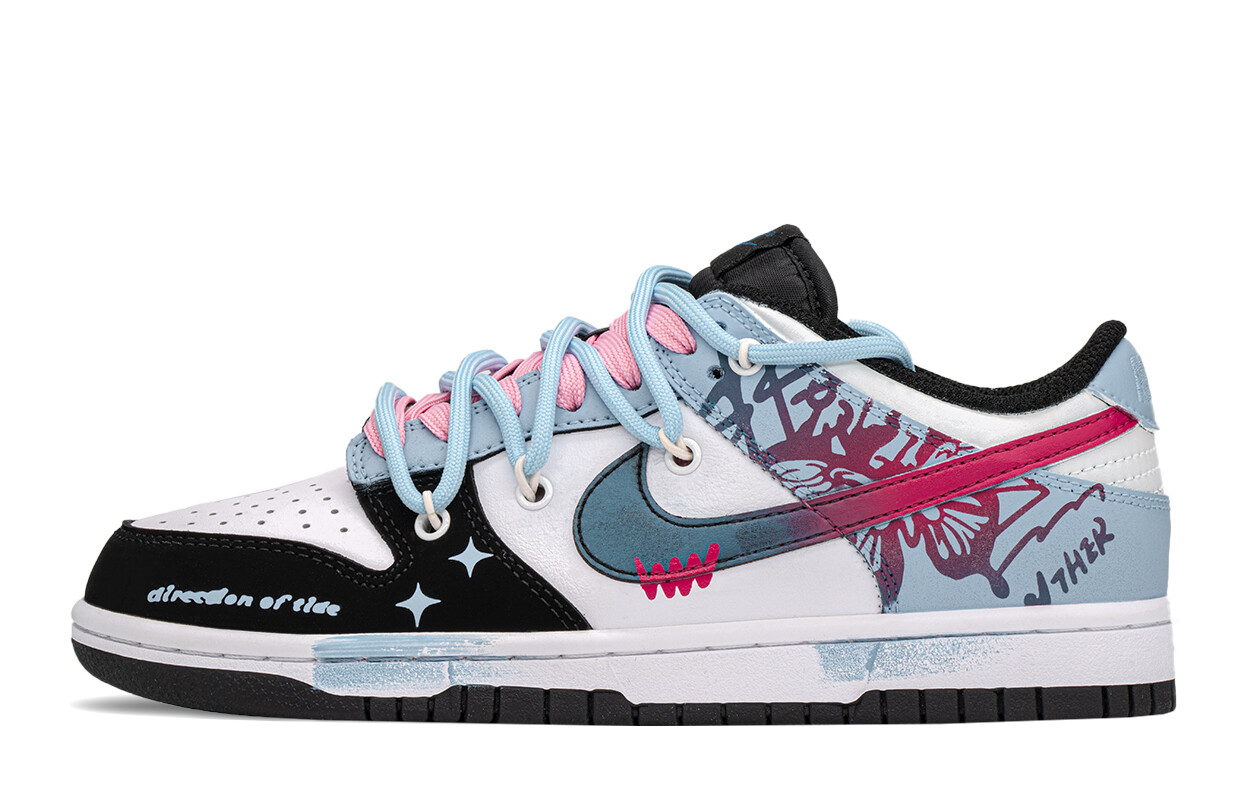 

Кроссовки Nike Dunk Skateboarding Shoes Women's Low-top Black/blue/pink, синий