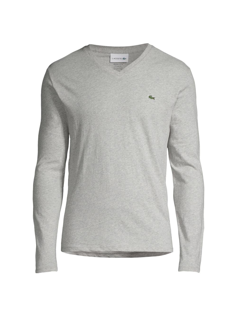 

Хлопковый свитер с V-образным вырезом Lacoste, серебряный, Серый