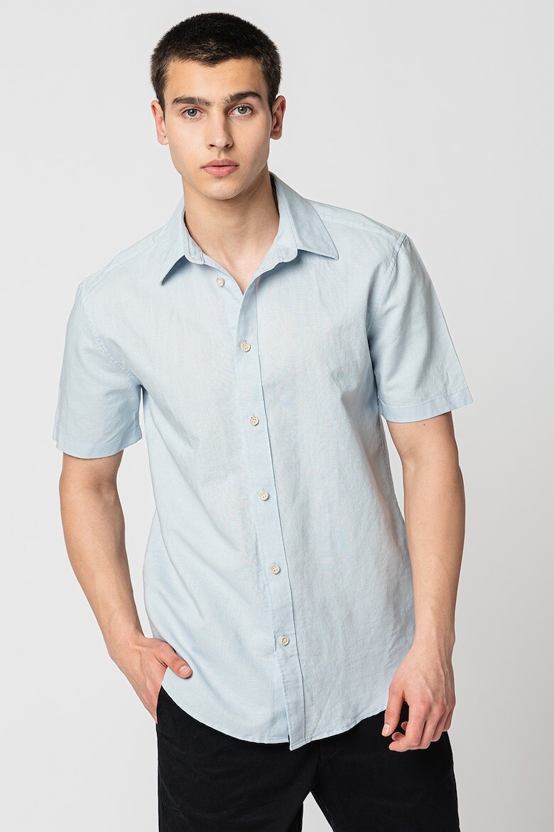 

Льняная рубашка с короткими рукавами Esprit, синий