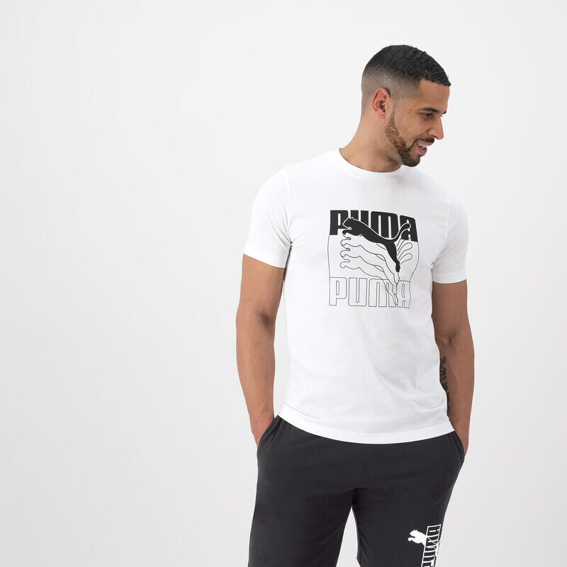 

Футболка Puma мужская хлопок - белая, цвет schwarz