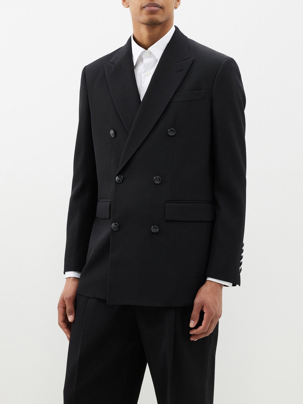 цена Двубортный шерстяной пиджак newman Burberry, черный