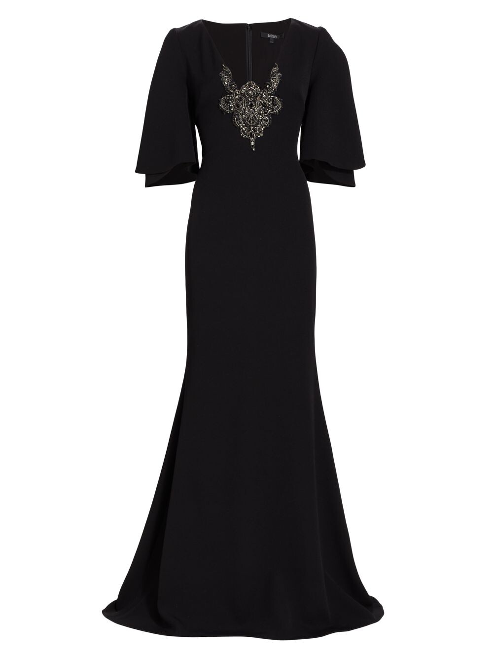 

Платье длиной до пола с вышивкой Badgley Mischka, черный