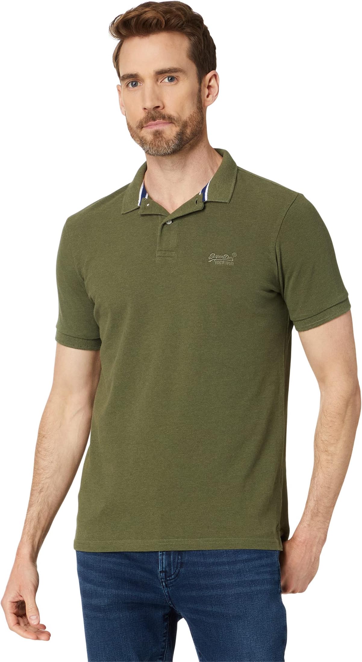 

Рубашка-поло Classic Pique Polo Superdry, цвет Thrift Olive Marl