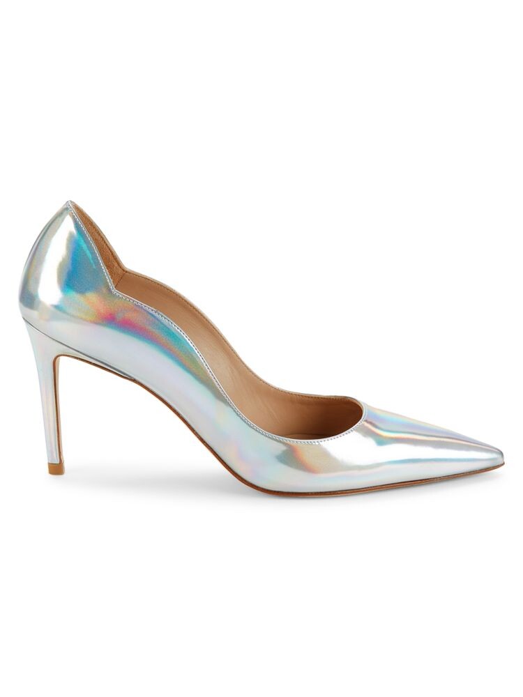 

Кожаные туфли с фестонами Stuart Weitzman, серебро