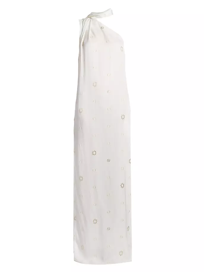 

Платье макси на одно плечо с вышивкой Stella Mccartney, цвет natural