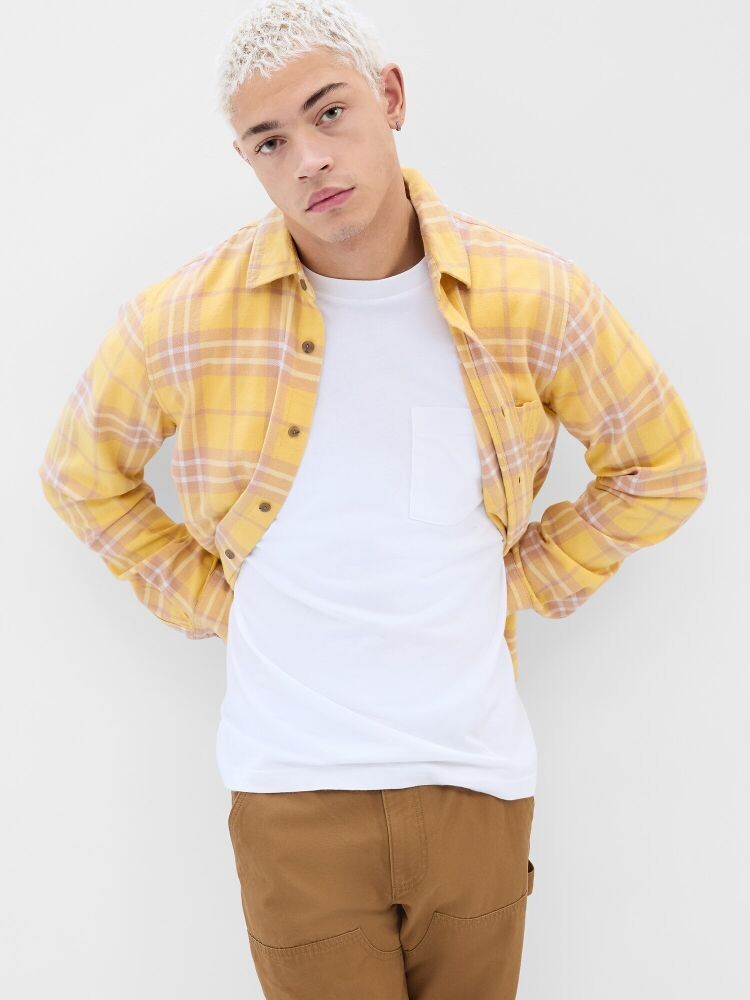 

Узкая фланелевая рубашка Gap, желтый