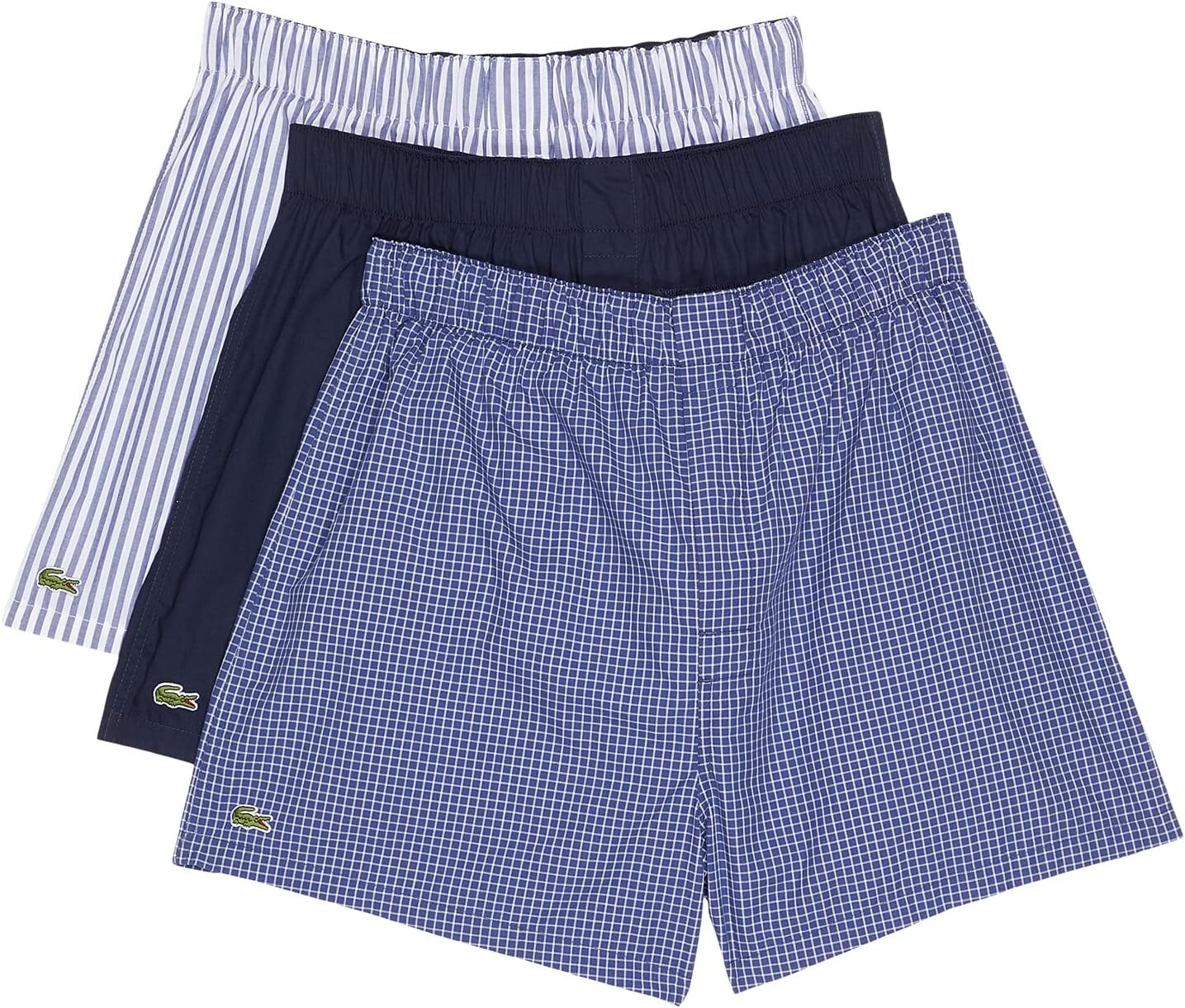 

Комплект из трех боксеров с аутентичными ткаными полосками Lacoste, цвет Navy Blue/White/Tropical