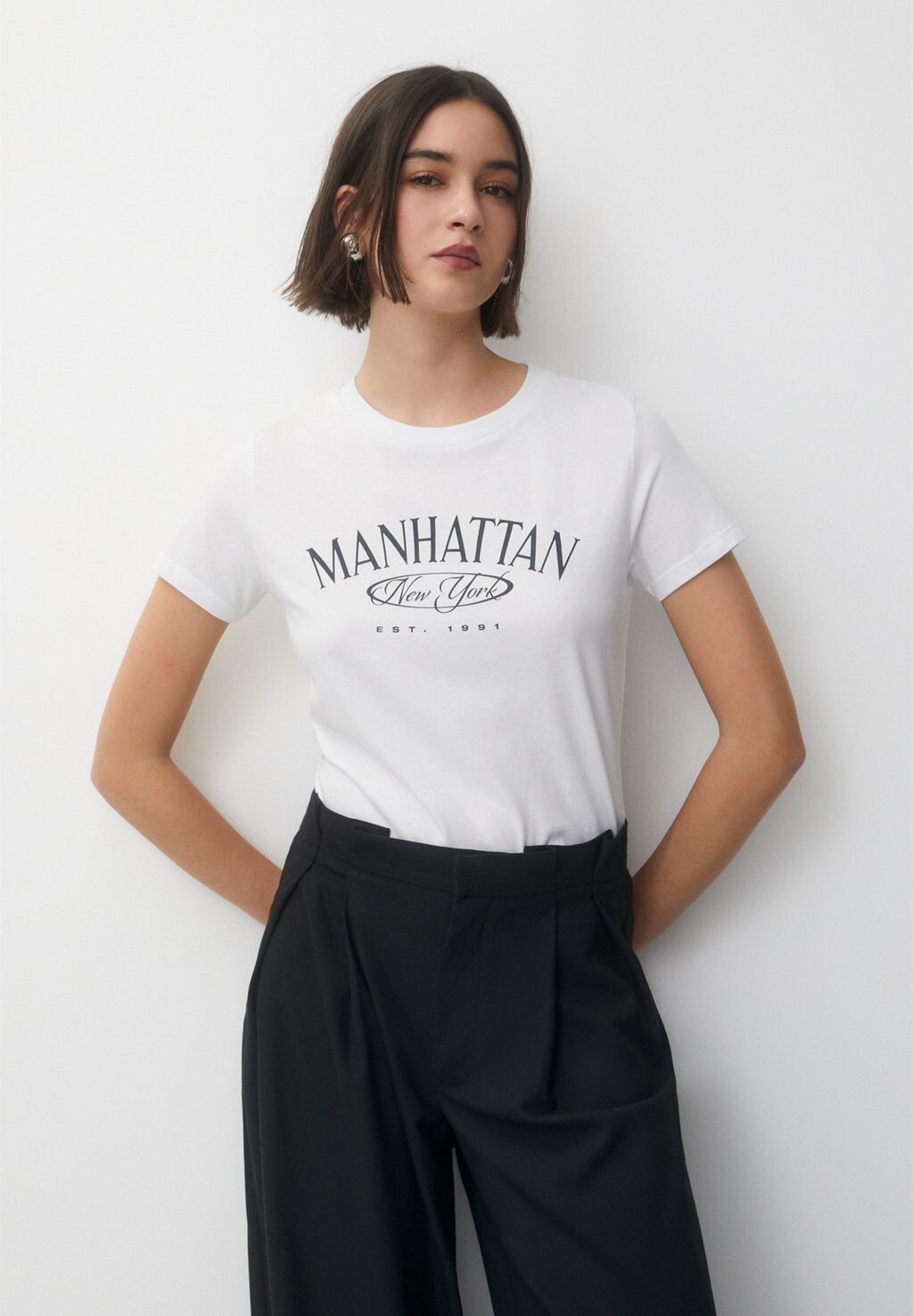 

Футболка с принтом Front Slogan PULL&BEAR, белый