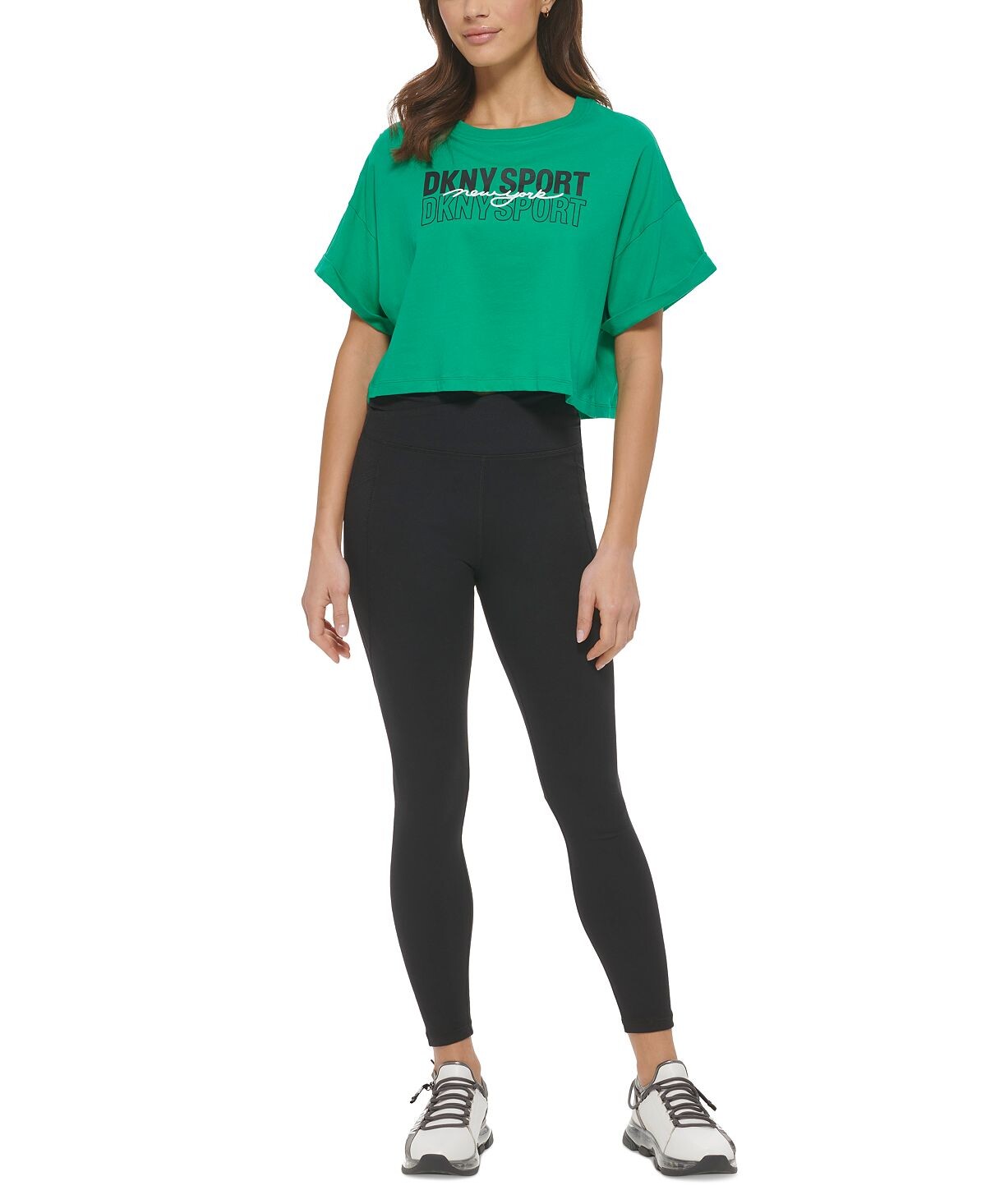 

Женская хлопковая футболка с зеркальным логотипом DKNY