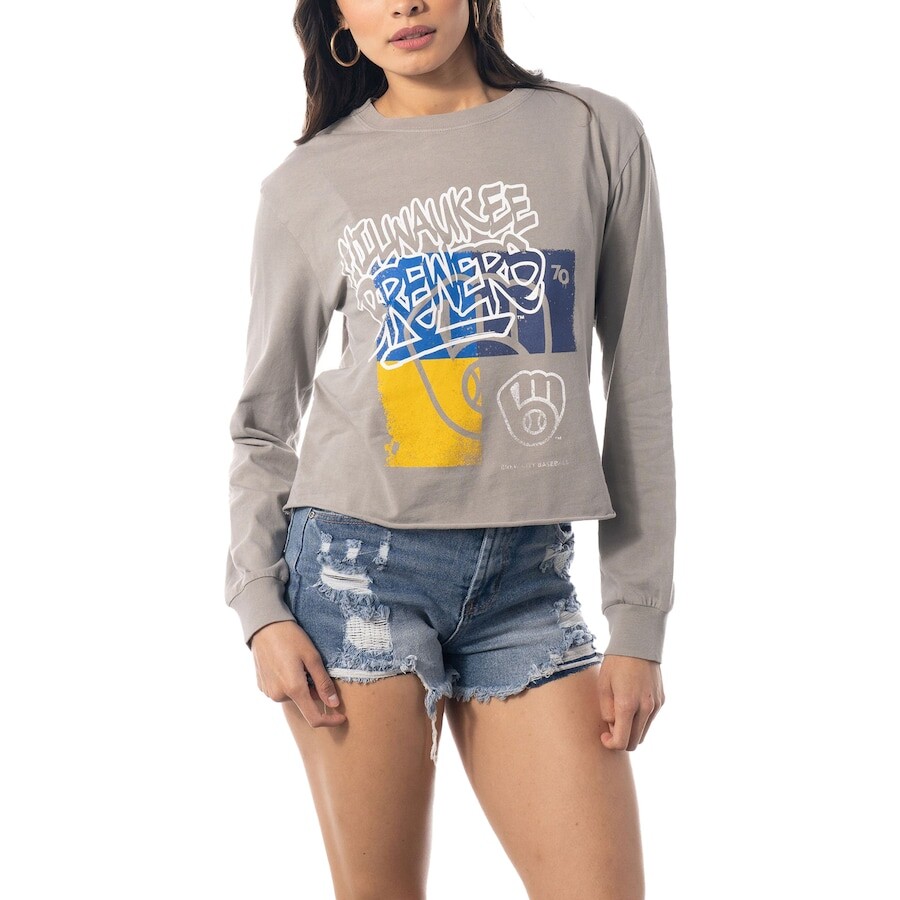 

Футболка с длинным рукавом The Wild Collective Milwaukee Brewers, серый