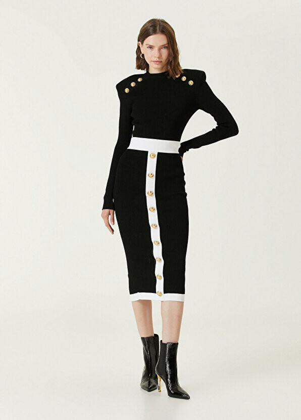 

Черная юбка-миди в рубчик Balmain