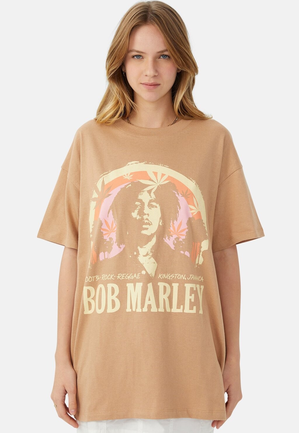 

Футболка с принтом The Hip Hop One Love Washed Cotton On, цвет lcn br bob marley roots brown hazelnut