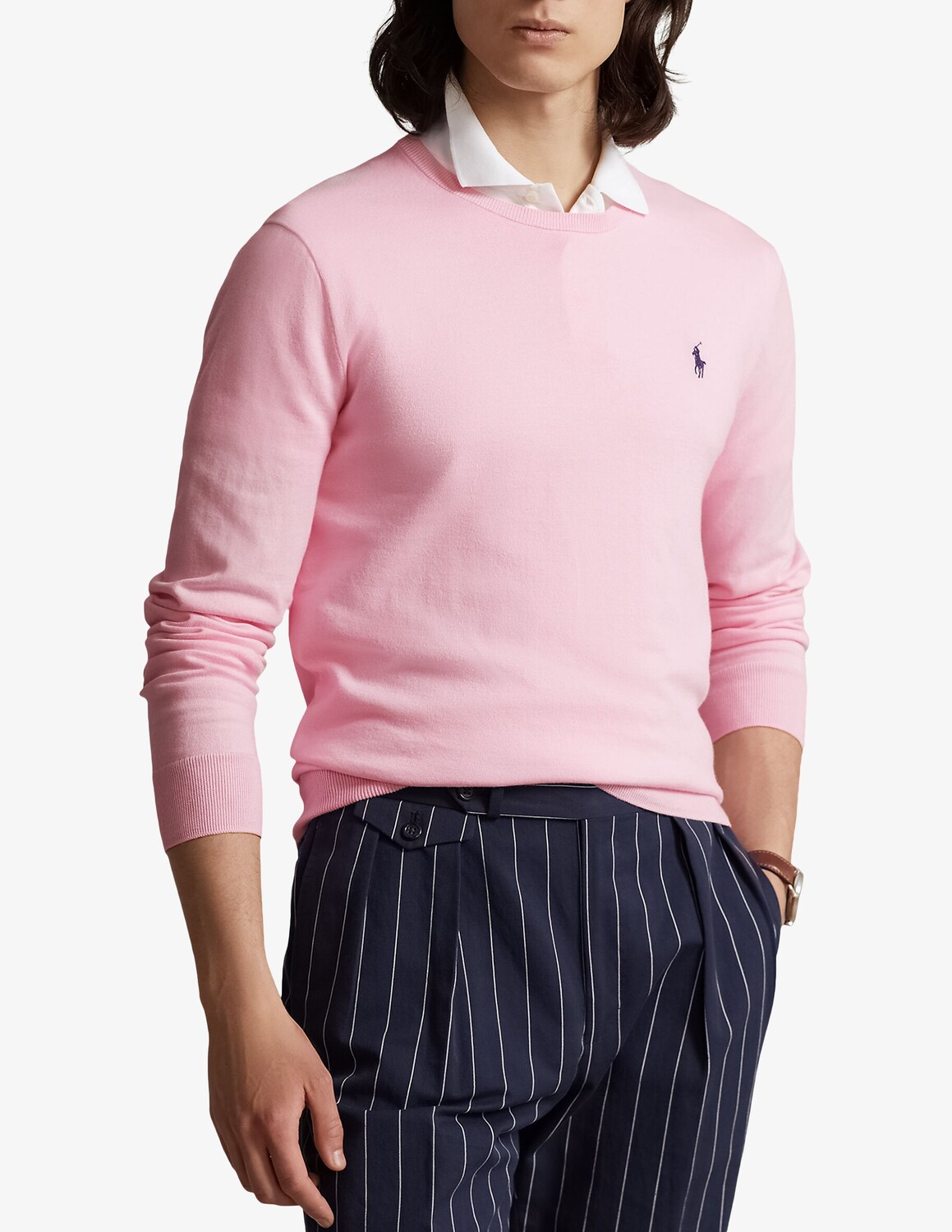 

Джемпер Pima из хлопка расато с круглым вырезом Ralph Lauren, розовый