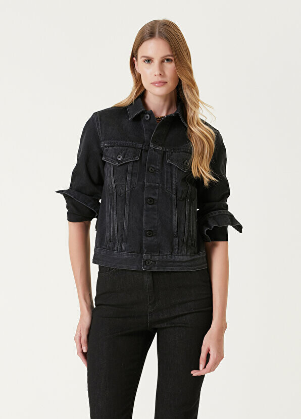 

Черная джинсовая куртка с классическим воротником Off-White, Черный