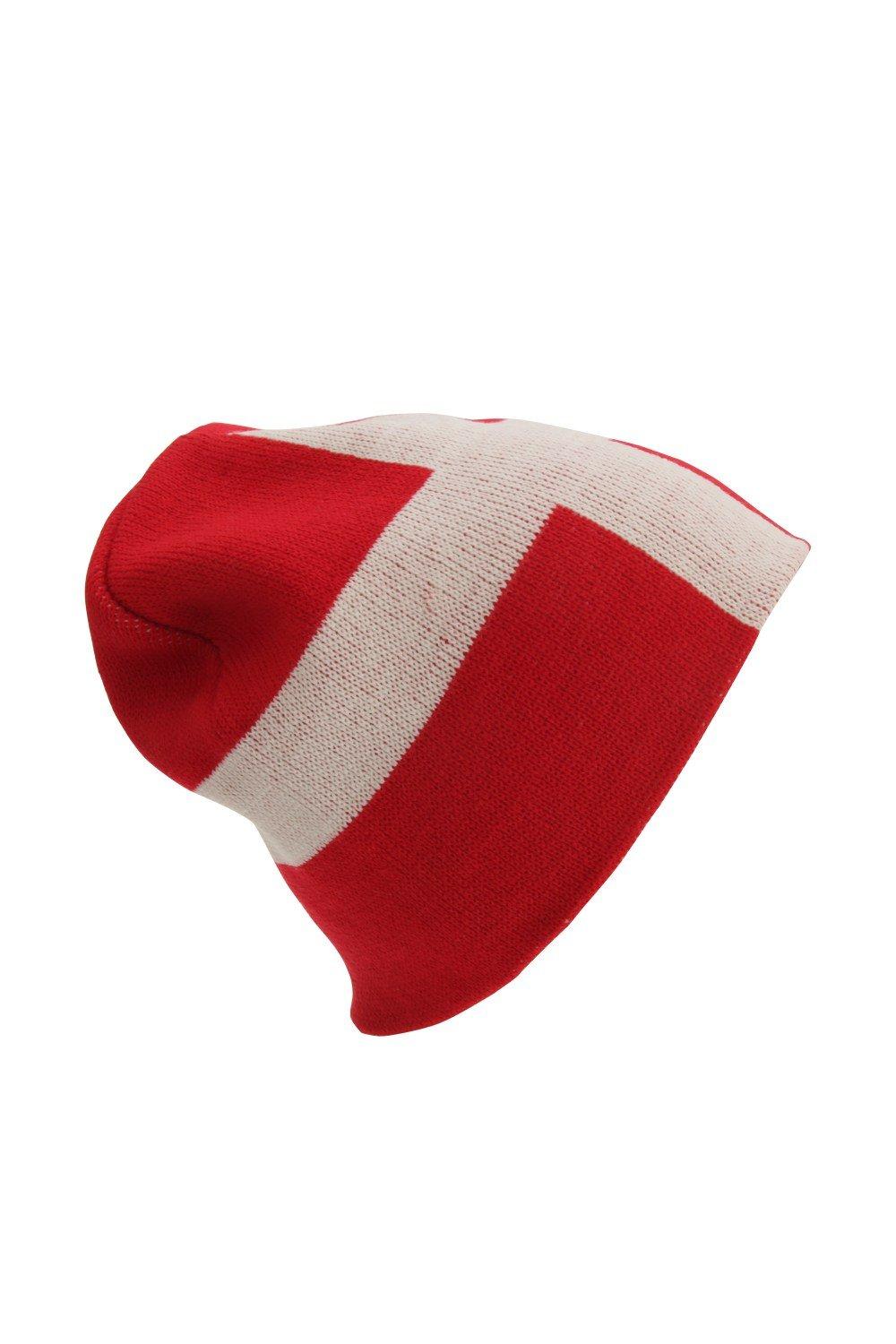 Зимняя шапка с флагом Дании Universal Textiles, красный шапка бини 100%акрил размер свободный зеленый