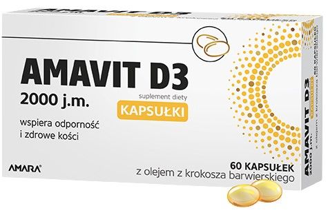 цена Витамин Д3 в капсулах Amavit D3 2000 j.m. Kapsułki, 60 шт