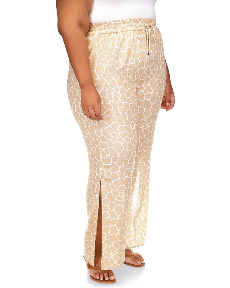 

Брюки Michael Kors Plus Size Giraffe High Slit Pants, хаки