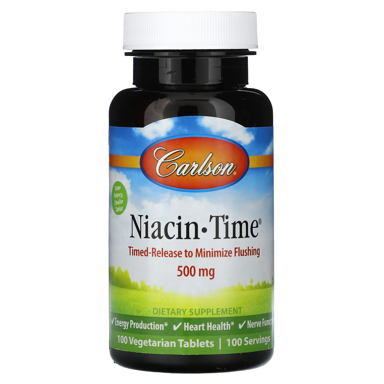 Пищевая добавка Carlson Niacin-Time 500 мг, 100 вегетарианских таблеток carlson витамин с 1000 мг 100 вегетарианских таблеток