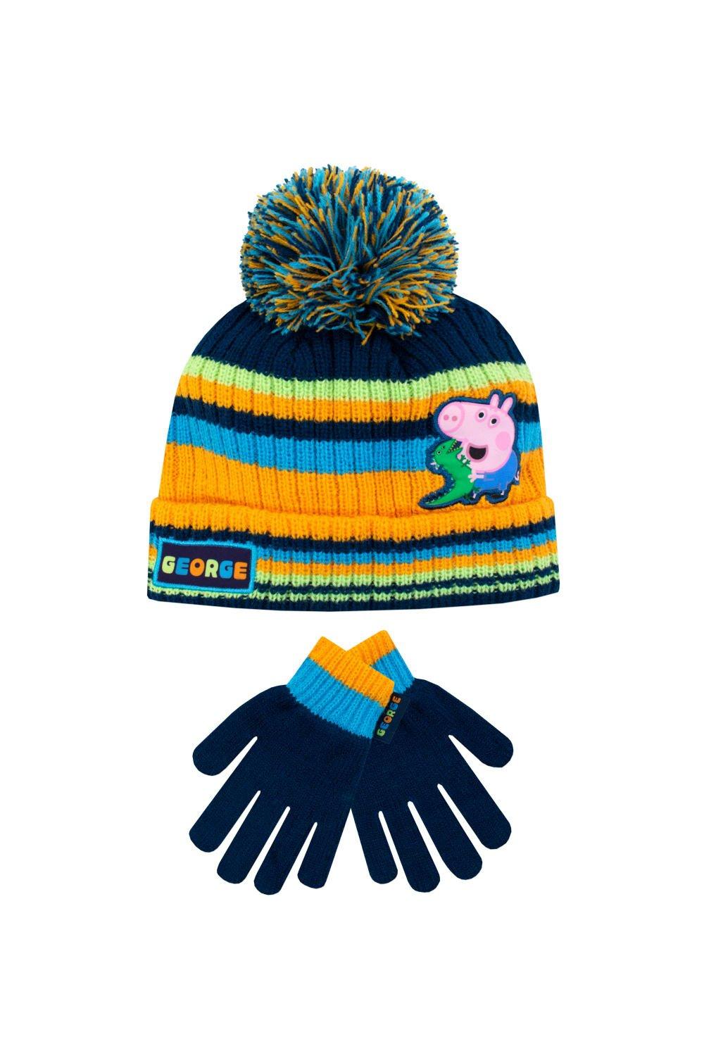 Детский комплект из шапки и перчаток со свиньей Джорджа Peppa Pig, мультиколор футболка monki в сине оранжевую полоску