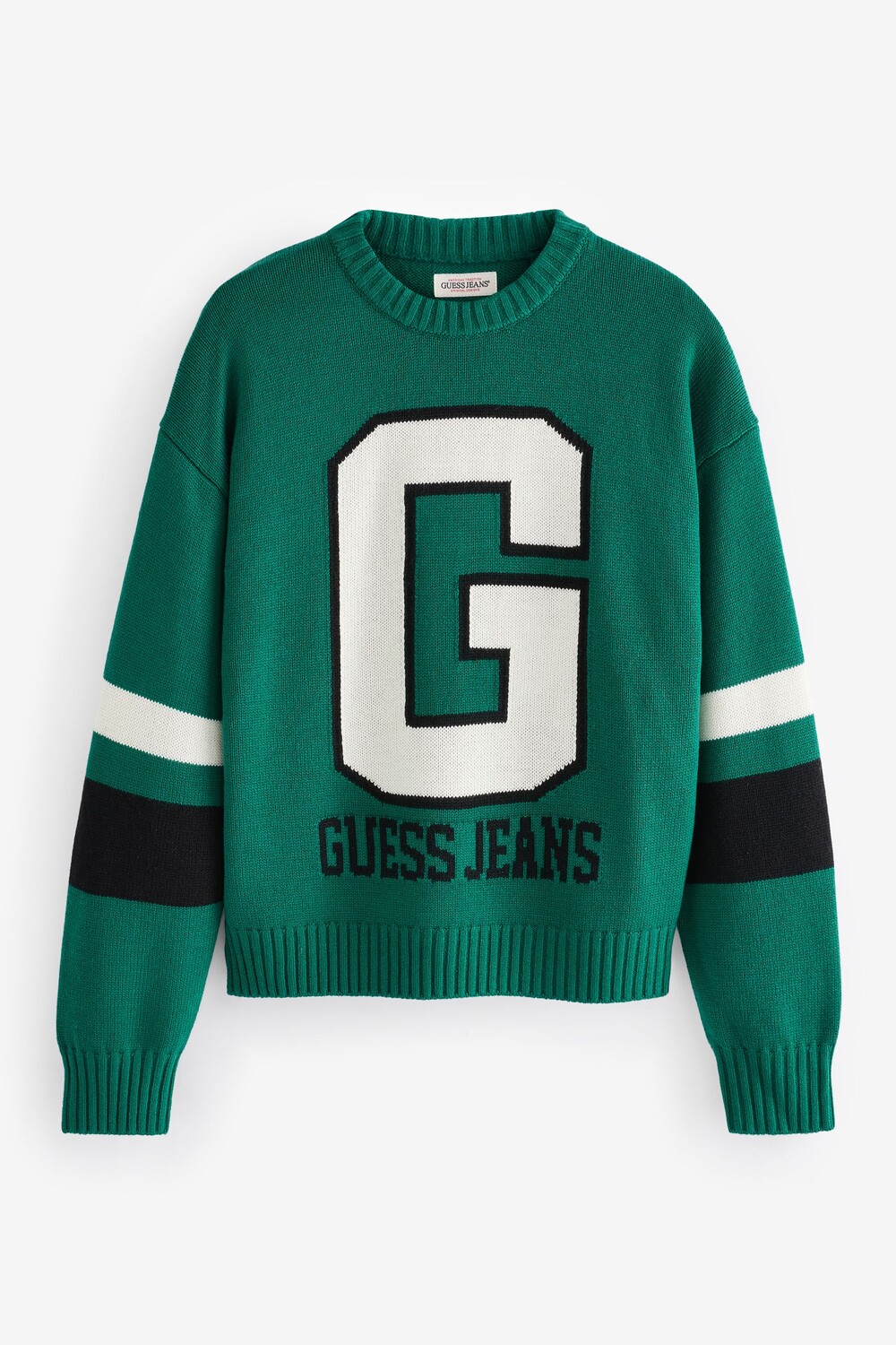

Вязаный джемпер с логотипом университета Guess Jeans, зеленый