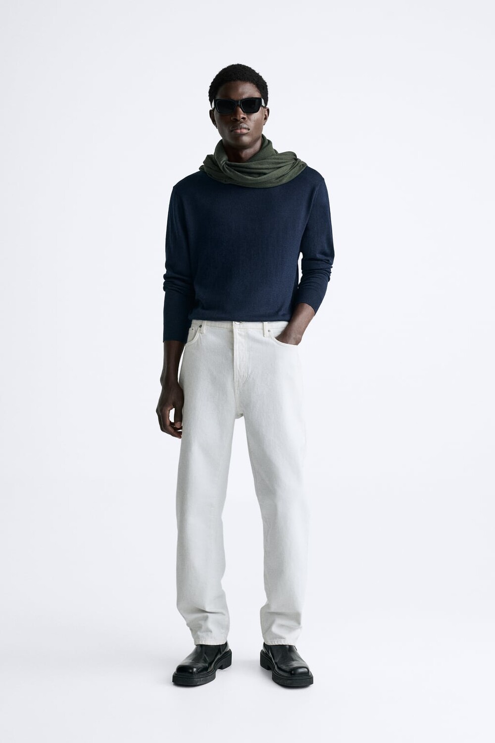 

Базовый фактурный свитер ZARA, темно-синий