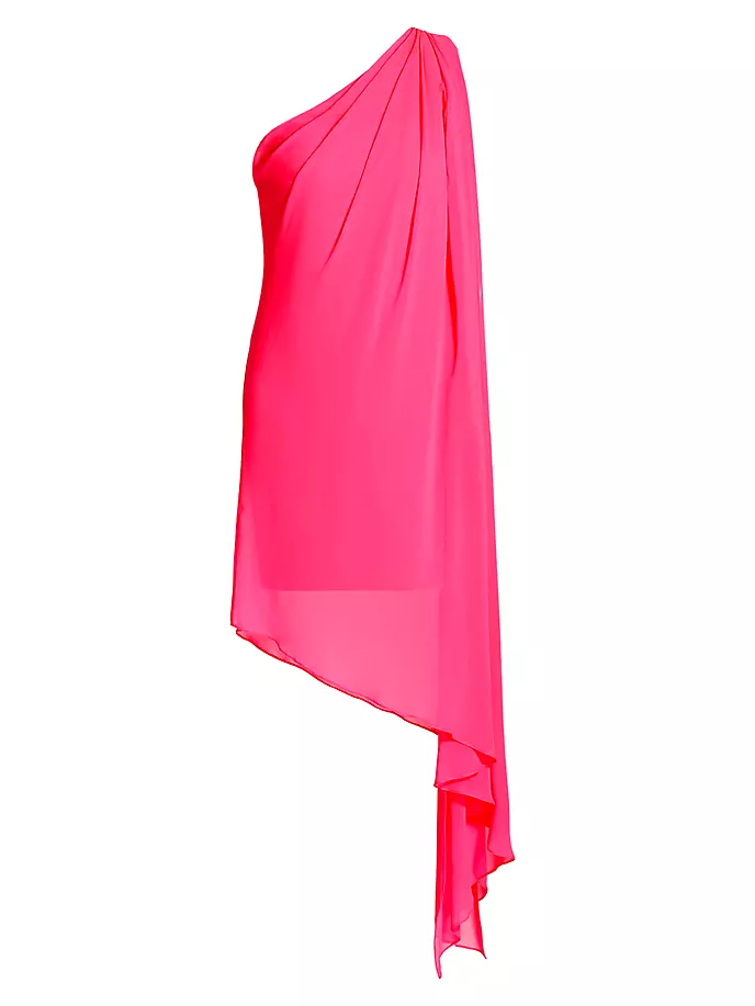 

Шифоновое коктейльное платье Mira с драпировкой Halston, неоновый розовый