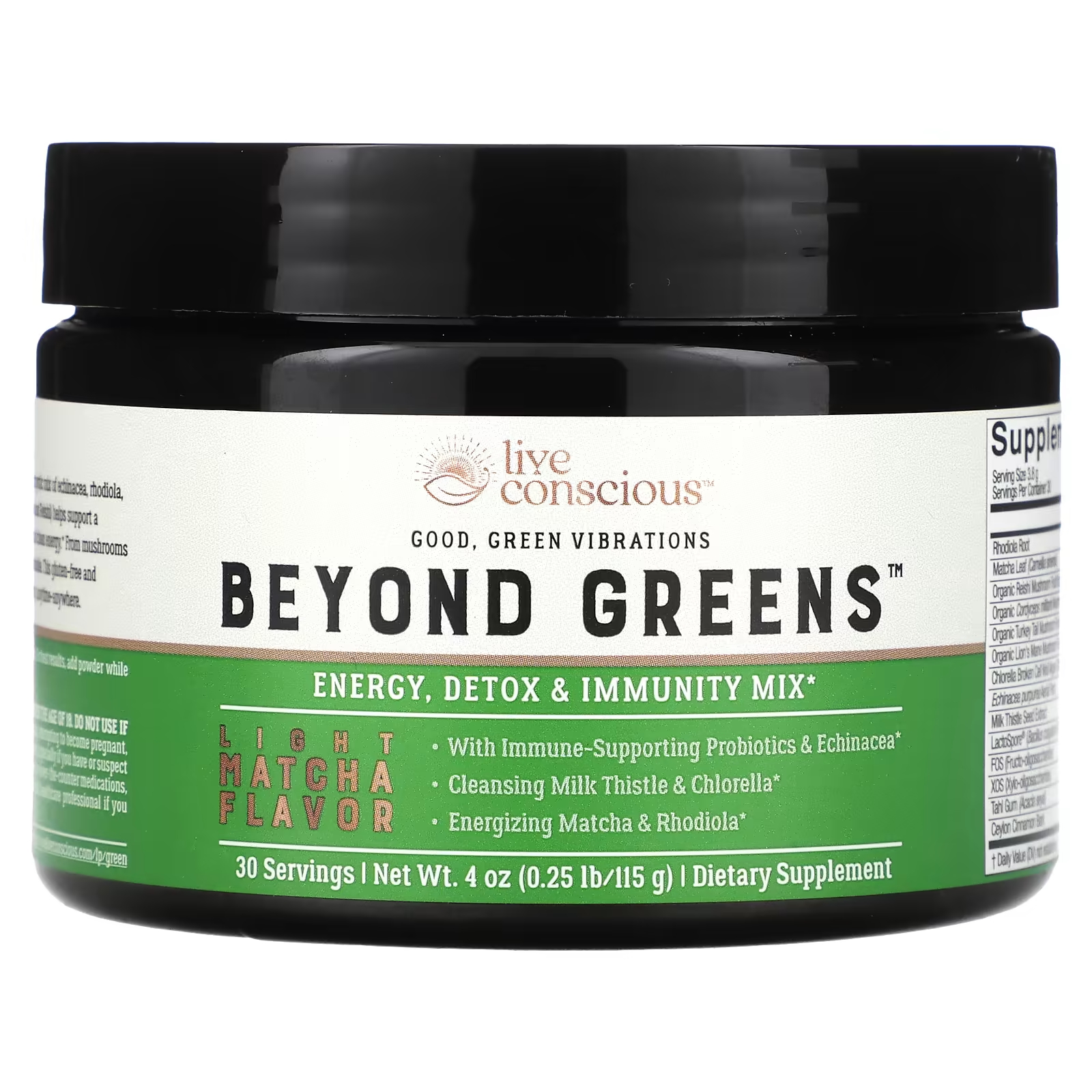 Пищевая добавка Live Conscious Beyond Greens Energy Detox & Immunity Mix Light Matcha, 115 г