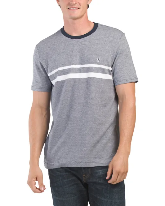 

Футболка с полосками на груди из пике Birdseye Original Penguin, цвет Dark Sapphire