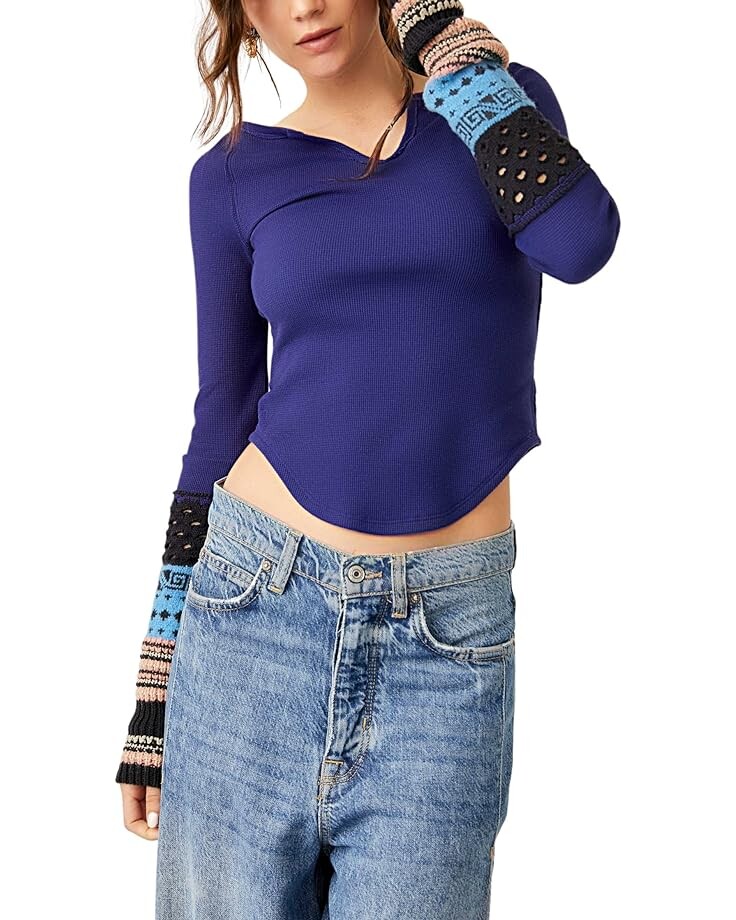 

Свитер Free People Cozy Craft Cuff, цвет Navy Combo
