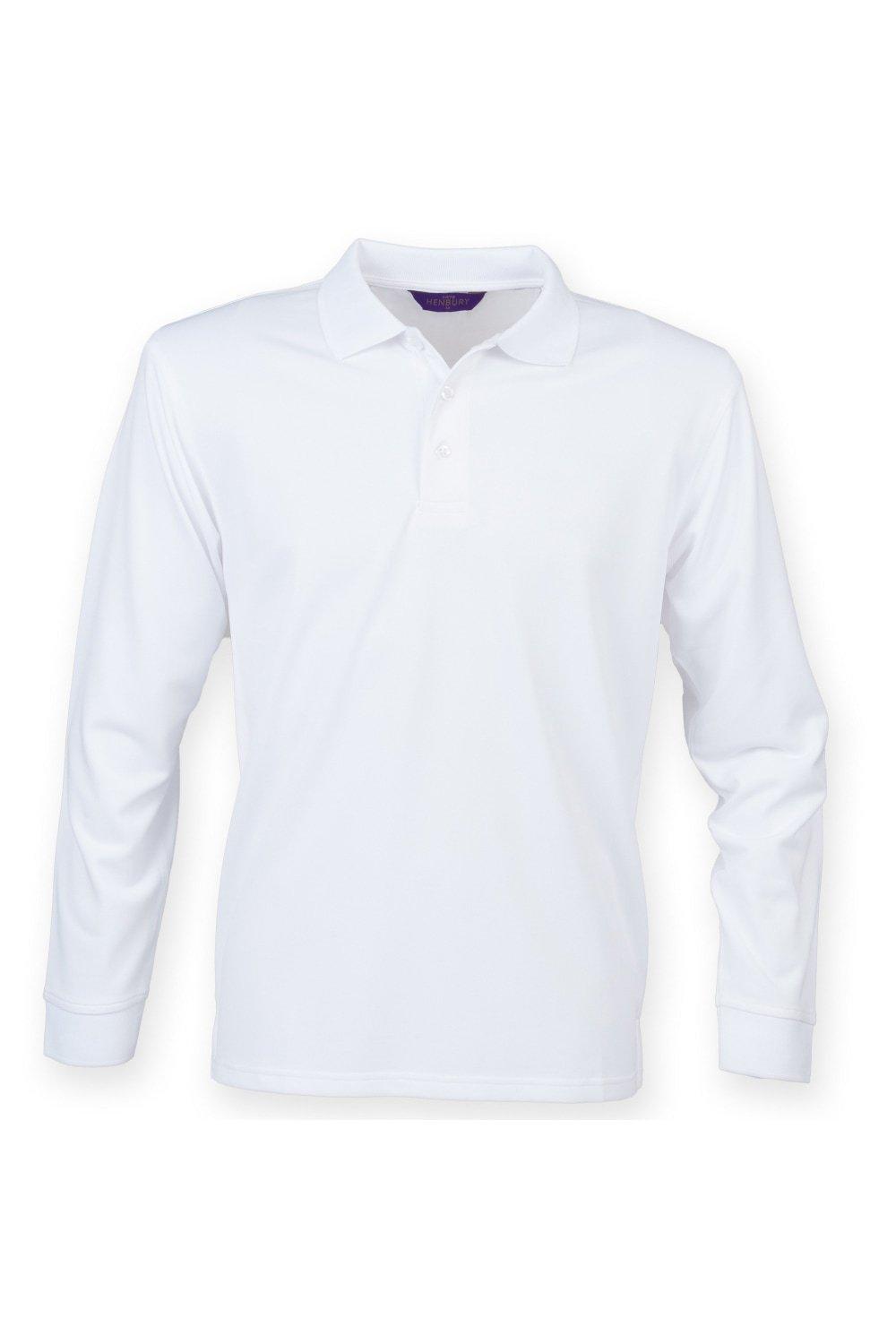 цена Влагоотводящая рубашка-поло с длинными рукавами Coolplus Henbury, белый