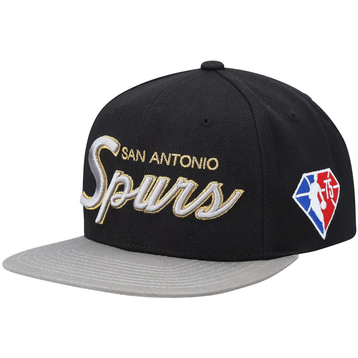 

Мужская черная кепка Snapback к 75-летию НБА Mitchell & Ness San Antonio Spurs