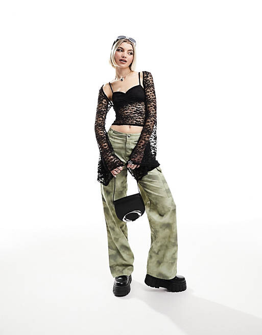 

Свободные брюки карго с размытым камуфляжным принтом ASOS DESIGN