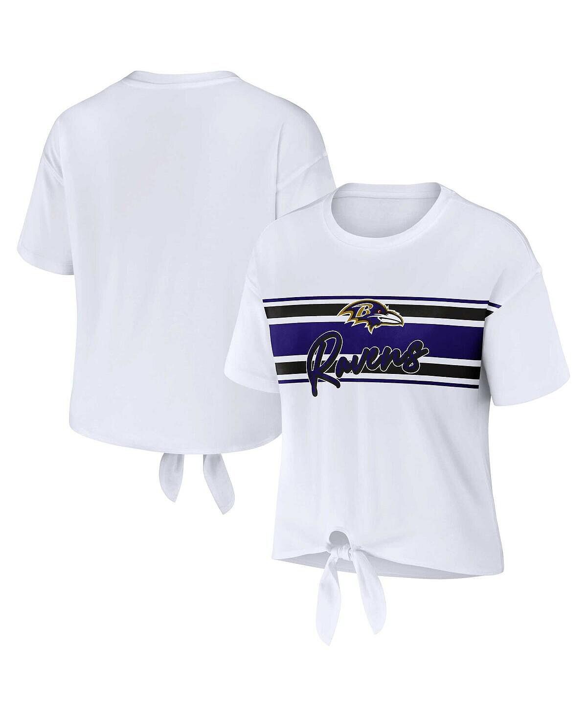 

Женская белая футболка в стиле ретро с завязкой спереди Baltimore Ravens WEAR by Erin Andrews, белый