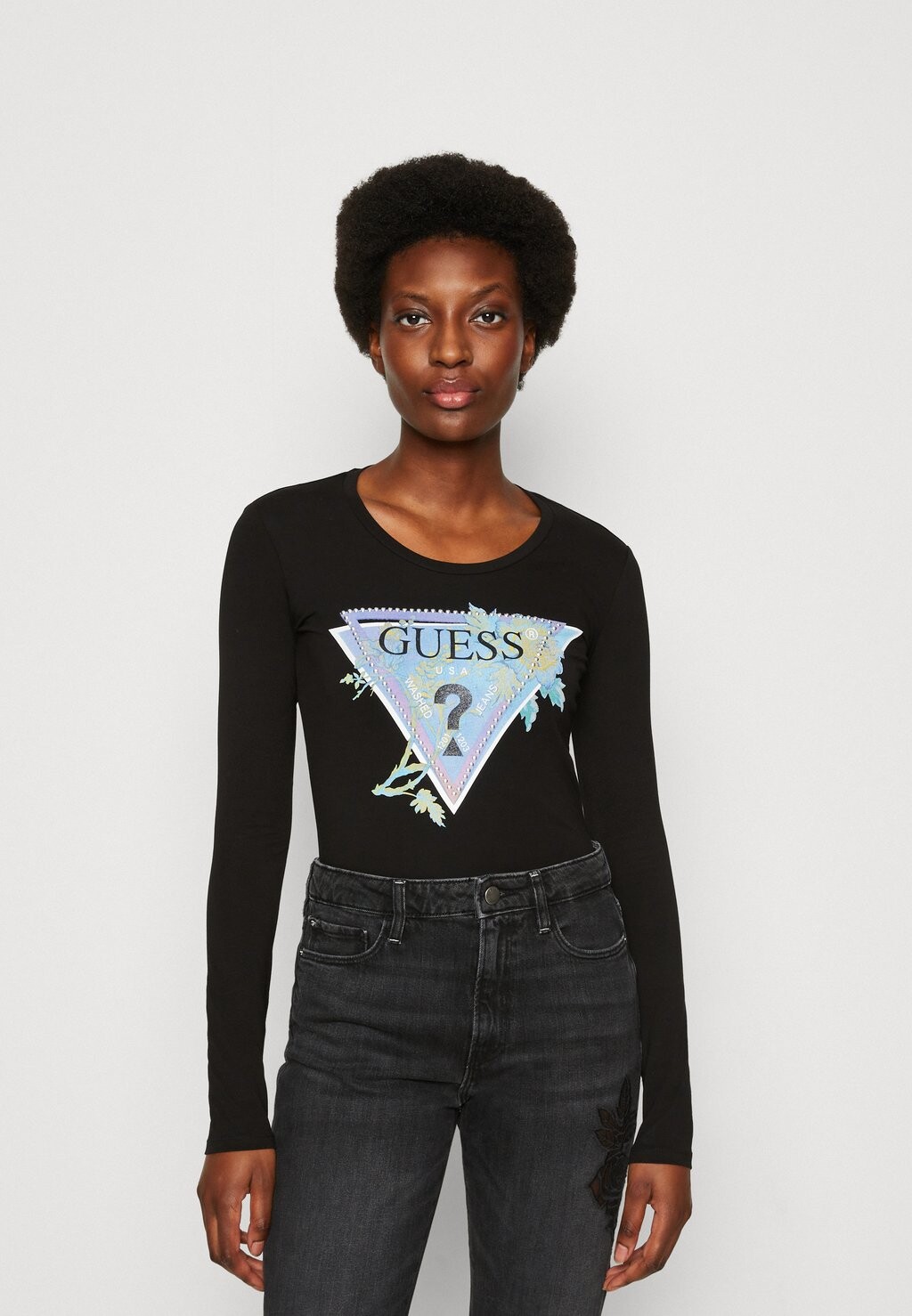 

Топ с длинными рукавами Guess, черный
