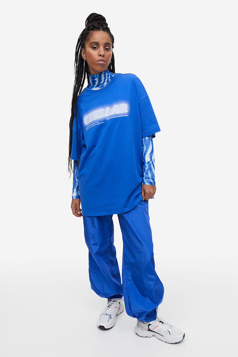 Парашютные брюки H&M, синий парашютные брюки h