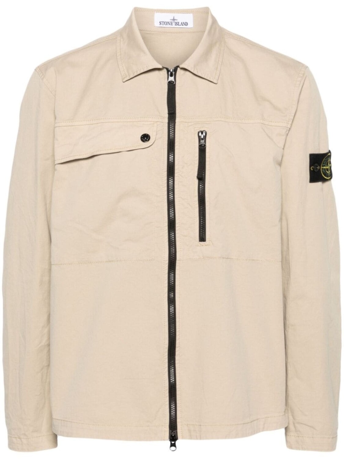

Stone Island куртка-рубашка на молнии с нашивкой Compass, нейтральный цвет