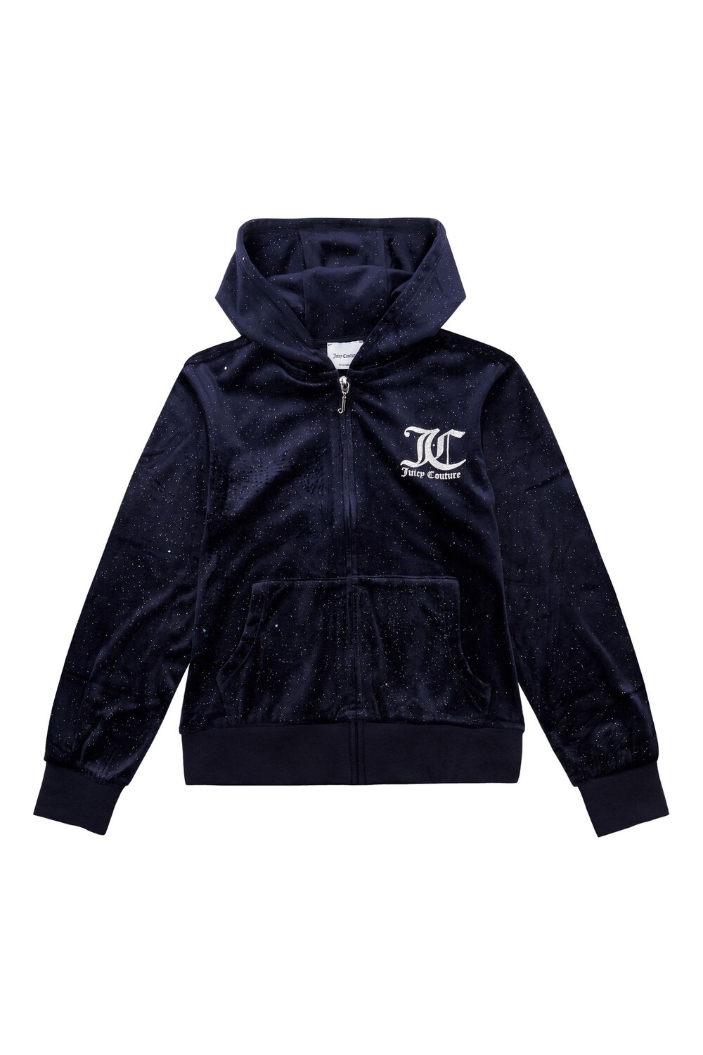 

Синяя бархатная толстовка с блестящей отделкой и застежкой-молнией Juicy Couture, синий