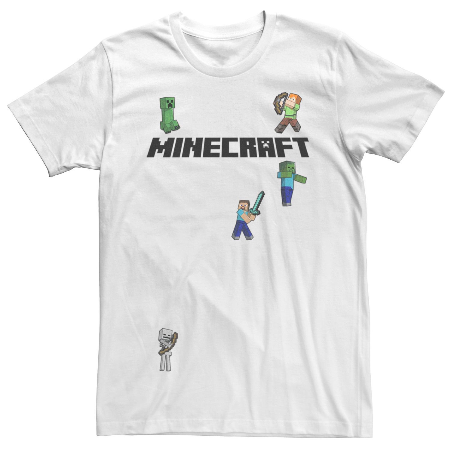 Мужская футболка с логотипом Minecraft Creeper Skeleton Zombie Sprites Overworld Licensed Character светильник minecraft skeleton icon