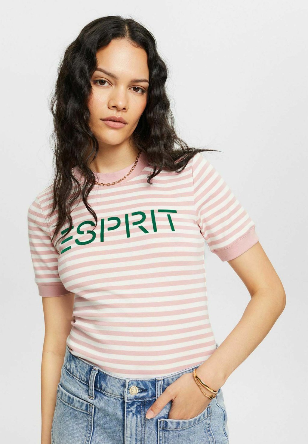 

Футболка с принтом Esprit, розовый меланж