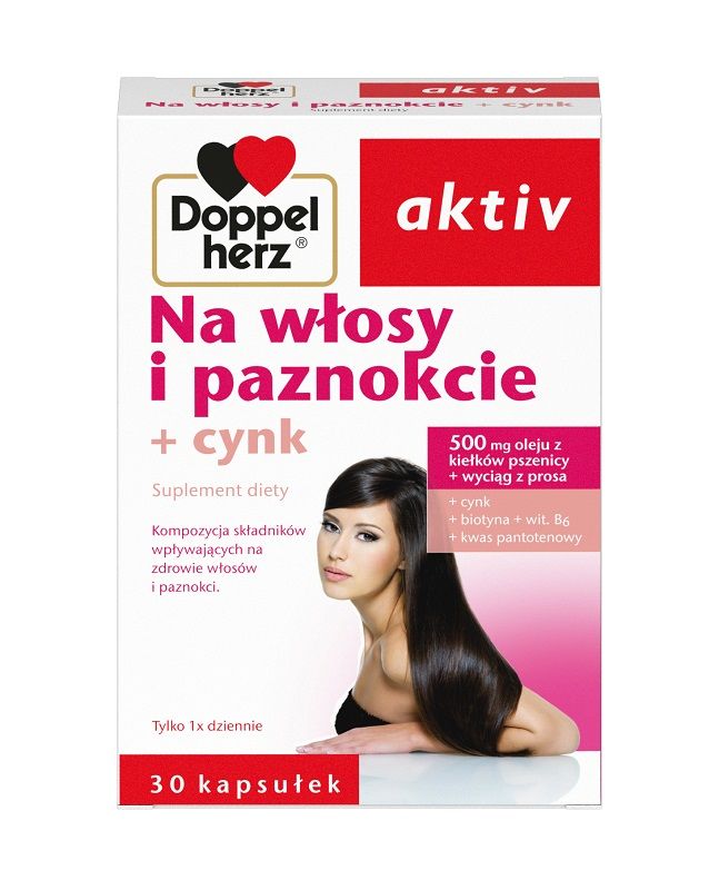 ручка капсула i 6 видов Doppelherz Aktiv Na Włosy i Paznokcie + Cynk подготовка волос, кожи и ногтей, 30 шт.